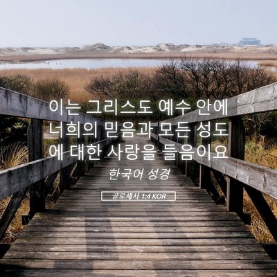 Picture 05 - 골로새서 1:4 KOR - 이는 그리스도 예수 안에 너희의 - Bible Verse Picture