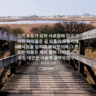 Picture 05 - 나훔 3:10 KOR - 그가 포로가 되어 사로잡혀 갔고 그 - Bible Verse Picture