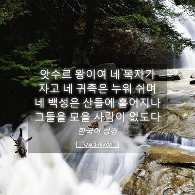 Picture 05 - 나훔 3:18 KOR - 앗수르 왕이여 네 목자가 자고 네 - Bible Verse Picture