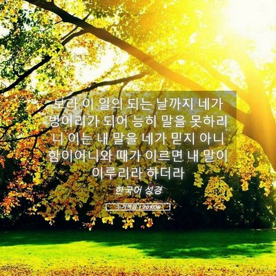 Picture 05 - 누가복음 1:20 KOR - 보라 이 일의 되는 날까지 네가 - Bible Verse Picture