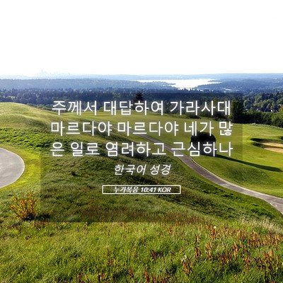 Picture 05 - 누가복음 10:41 KOR - 주께서 대답하여 가라사대 마르다야 - Bible Verse Picture