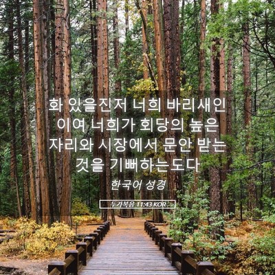 Picture 05 - 누가복음 11:43 KOR - 화 있을진저 너희 바리새인이여 - Bible Verse Picture