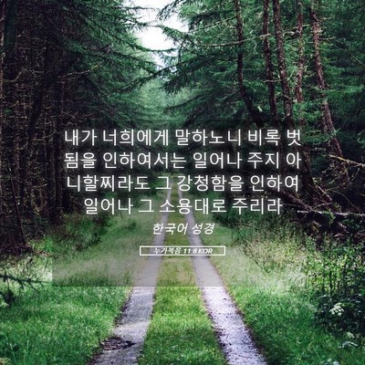 Picture 05 - 누가복음 11:8 KOR - 내가 너희에게 말하노니 비록 벗됨을 - Bible Verse Picture