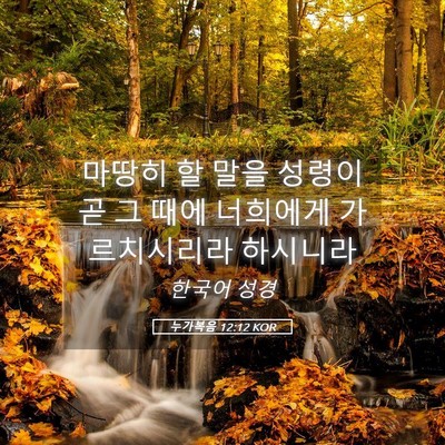 Picture 05 - 누가복음 12:12 KOR - 마땅히 할 말을 성령이 곧 그 때에 - Bible Verse Picture