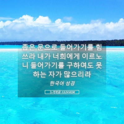 Picture 05 - 누가복음 13:24 KOR - 좁은 문으로 들어가기를 힘쓰라 내가 - Bible Verse Picture