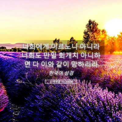 Picture 05 - 누가복음 13:3 KOR - 너희에게 이르노니 아니라 너희도 - Bible Verse Picture