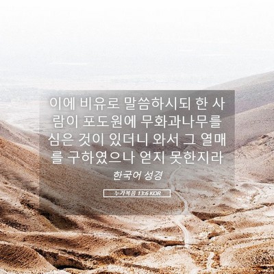 Picture 05 - 누가복음 13:6 KOR - 이에 비유로 말씀하시되 한 사람이 - Bible Verse Picture