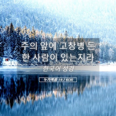 Picture 05 - 누가복음 14:2 KOR - 주의 앞에 고창병 든 한 사람이 - Bible Verse Picture