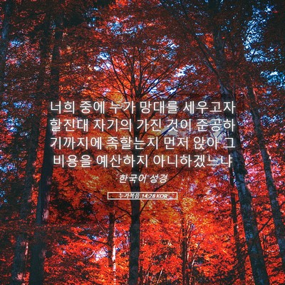 Picture 05 - 누가복음 14:28 KOR - 너희 중에 누가 망대를 세우고자 - Bible Verse Picture