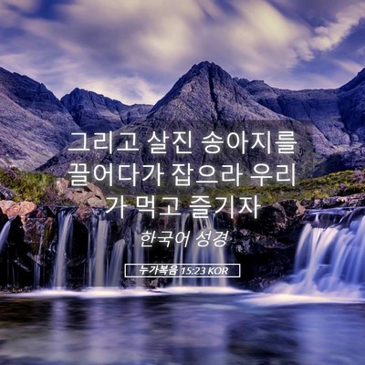 Picture 05 - 누가복음 15:23 KOR - 그리고 살진 송아지를 끌어다가 - Bible Verse Picture