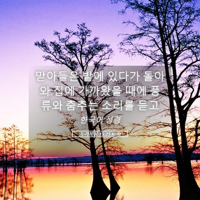 Picture 05 - 누가복음 15:25 KOR - 맏아들은 밭에 있다가 돌아와 집에 - Bible Verse Picture