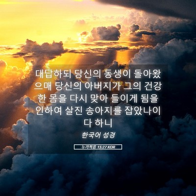 Picture 05 - 누가복음 15:27 KOR - 대답하되 당신의 동생이 돌아왔으매 - Bible Verse Picture
