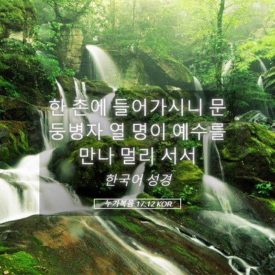 Picture 05 - 누가복음 17:12 KOR - 한 촌에 들어가시니 문둥병자 열 - Bible Verse Picture
