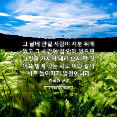 Picture 05 - 누가복음 17:31 KOR - 그 날에 만일 사람이 지붕 위에 있고 - Bible Verse Picture