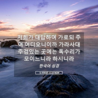 Picture 05 - 누가복음 17:37 KOR - 저희가 대답하여 가로되 주여 - Bible Verse Picture