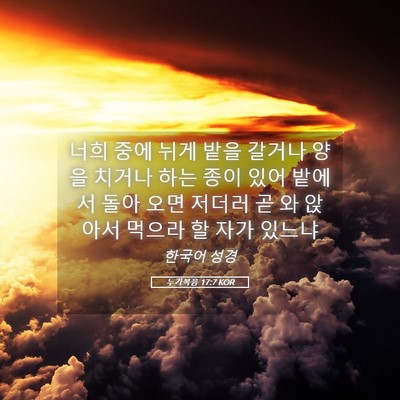 Picture 05 - 누가복음 17:7 KOR - 너희 중에 뉘게 밭을 갈거나 양을 - Bible Verse Picture