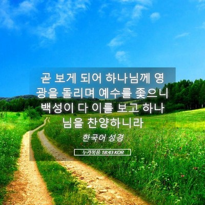 Picture 05 - 누가복음 18:43 KOR - 곧 보게 되어 하나님께 영광을 - Bible Verse Picture