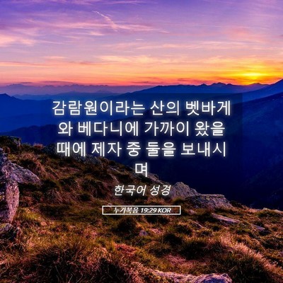 Picture 05 - 누가복음 19:29 KOR - 감람원이라는 산의 벳바게와 - Bible Verse Picture