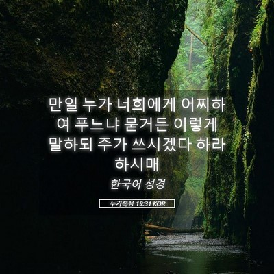 Picture 05 - 누가복음 19:31 KOR - 만일 누가 너희에게 어찌하여 푸느냐 - Bible Verse Picture
