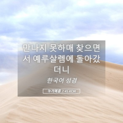 Picture 05 - 누가복음 2:45 KOR - 만나지 못하매 찾으면서 예루살렘에 - Bible Verse Picture