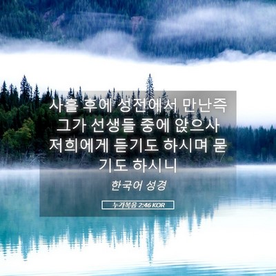 Picture 05 - 누가복음 2:46 KOR - 사흘 후에 성전에서 만난즉 그가 - Bible Verse Picture