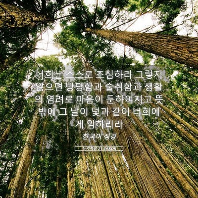 Picture 05 - 누가복음 21:34 KOR - 너희는 스스로 조심하라 그렇지 - Bible Verse Picture