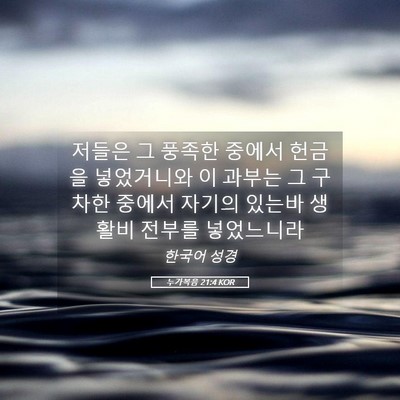 Picture 05 - 누가복음 21:4 KOR - 저들은 그 풍족한 중에서 헌금을 - Bible Verse Picture