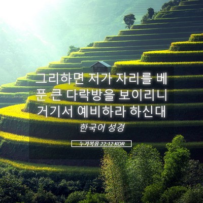 Picture 05 - 누가복음 22:12 KOR - 그리하면 저가 자리를 베푼 큰 - Bible Verse Picture