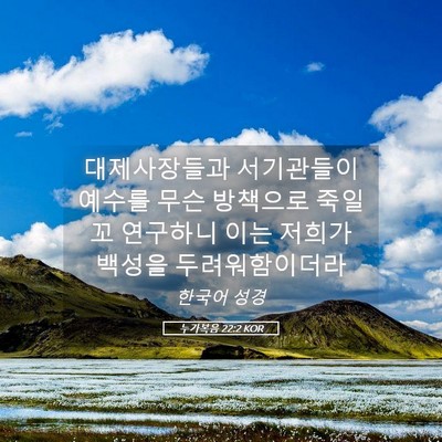 Picture 05 - 누가복음 22:2 KOR - 대제사장들과 서기관들이 예수를 - Bible Verse Picture