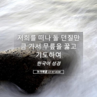 Picture 05 - 누가복음 22:41 KOR - 저희를 떠나 돌 던질만큼 가서 - Bible Verse Picture