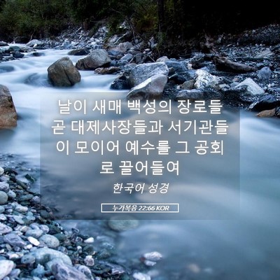 Picture 05 - 누가복음 22:66 KOR - 날이 새매 백성의 장로들 곧 - Bible Verse Picture