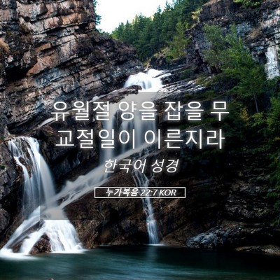 Picture 05 - 누가복음 22:7 KOR - 유월절 양을 잡을 무교절일이 - Bible Verse Picture