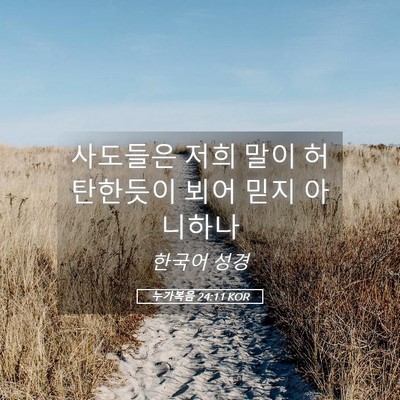 Picture 05 - 누가복음 24:11 KOR - 사도들은 저희 말이 허탄한듯이 뵈어 - Bible Verse Picture