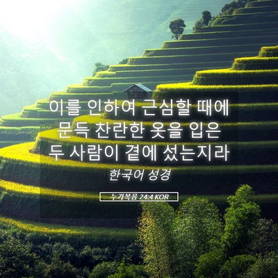 Picture 05 - 누가복음 24:4 KOR - 이를 인하여 근심할 때에 문득 - Bible Verse Picture