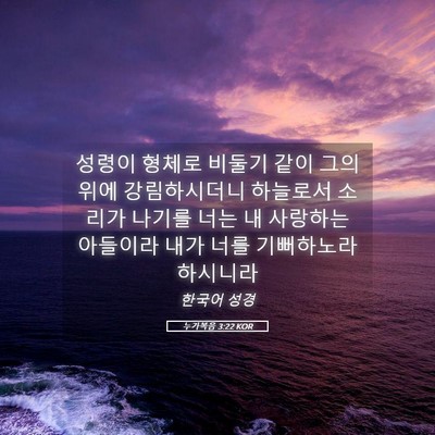 Picture 05 - 누가복음 3:22 KOR - 성령이 형체로 비둘기 같이 그의 - Bible Verse Picture
