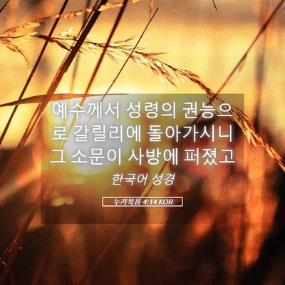 Picture 05 - 누가복음 4:14 KOR - 예수께서 성령의 권능으로 갈릴리에 - Bible Verse Picture