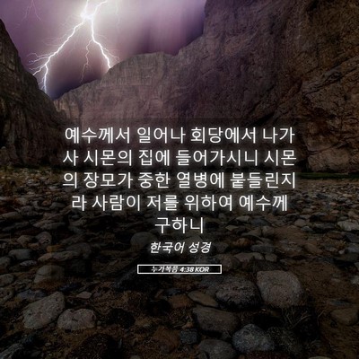 Picture 05 - 누가복음 4:38 KOR - 예수께서 일어나 회당에서 나가사 - Bible Verse Picture