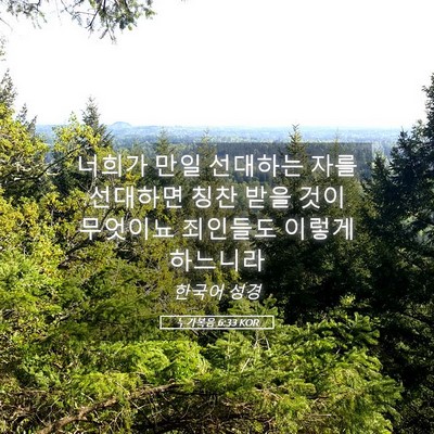 Picture 05 - 누가복음 6:33 KOR - 너희가 만일 선대하는 자를 선대하면 - Bible Verse Picture