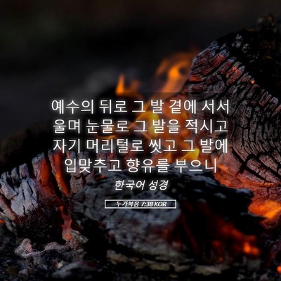 Picture 05 - 누가복음 7:38 KOR - 예수의 뒤로 그 발 곁에 서서 울며 - Bible Verse Picture