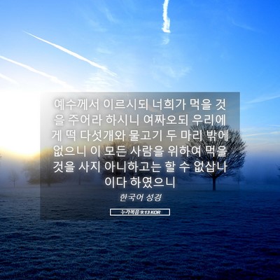 Picture 05 - 누가복음 9:13 KOR - 예수께서 이르시되 너희가 먹을 것을 - Bible Verse Picture