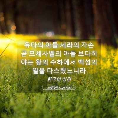 Picture 05 - 느헤미야 11:24 KOR - 유다의 아들 세라의 자손 곧 - Bible Verse Picture