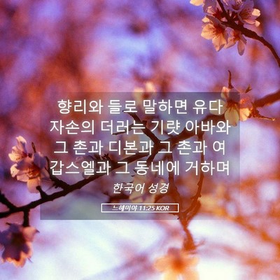Picture 05 - 느헤미야 11:25 KOR - 향리와 들로 말하면 유다 자손의 - Bible Verse Picture