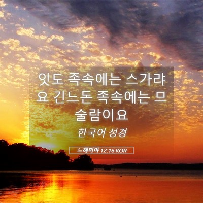 Picture 05 - 느헤미야 12:16 KOR - 잇도 족속에는 스가랴요 긴느돈 - Bible Verse Picture