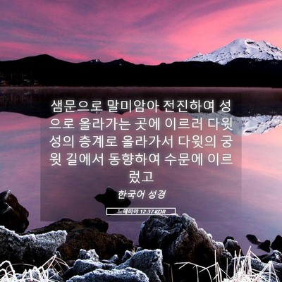 Picture 05 - 느헤미야 12:37 KOR - 샘문으로 말미암아 전진하여 성으로 - Bible Verse Picture