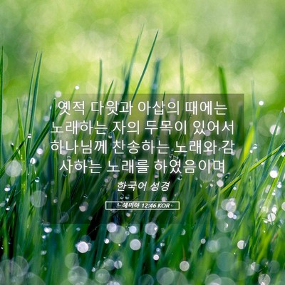 Picture 05 - 느헤미야 12:46 KOR - 옛적 다윗과 아삽의 때에는 노래하는 - Bible Verse Picture