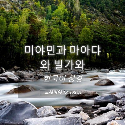 Picture 05 - 느헤미야 12:5 KOR - 미야민과 마아댜와 - Bible Verse Picture