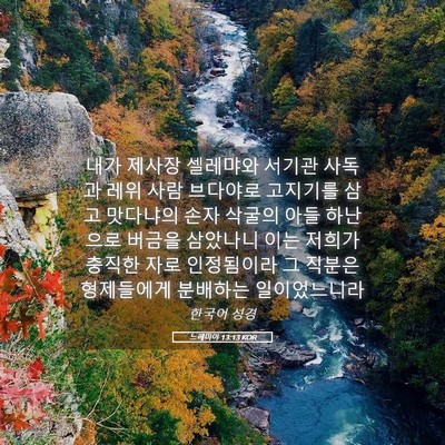 Picture 05 - 느헤미야 13:13 KOR - 내가 제사장 셀레먀와 서기관 사독과 - Bible Verse Picture
