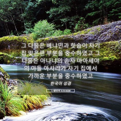 Picture 05 - 느헤미야 3:23 KOR - 그 다음은 베냐민과 핫숩이 자기 집 - Bible Verse Picture