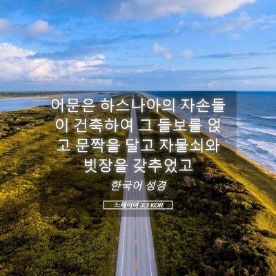 Picture 05 - 느헤미야 3:3 KOR - 어문은 하스나아의 자손들이 - Bible Verse Picture