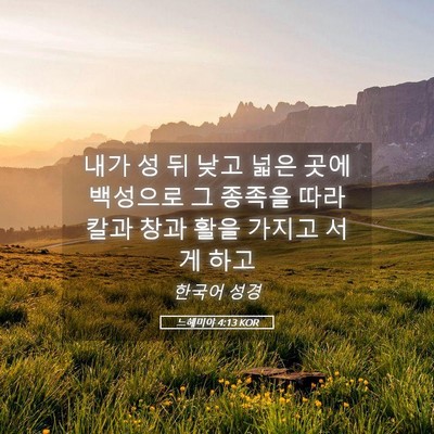 Picture 05 - 느헤미야 4:13 KOR - 내가 성 뒤 낮고 넓은 곳에 백성으로 - Bible Verse Picture